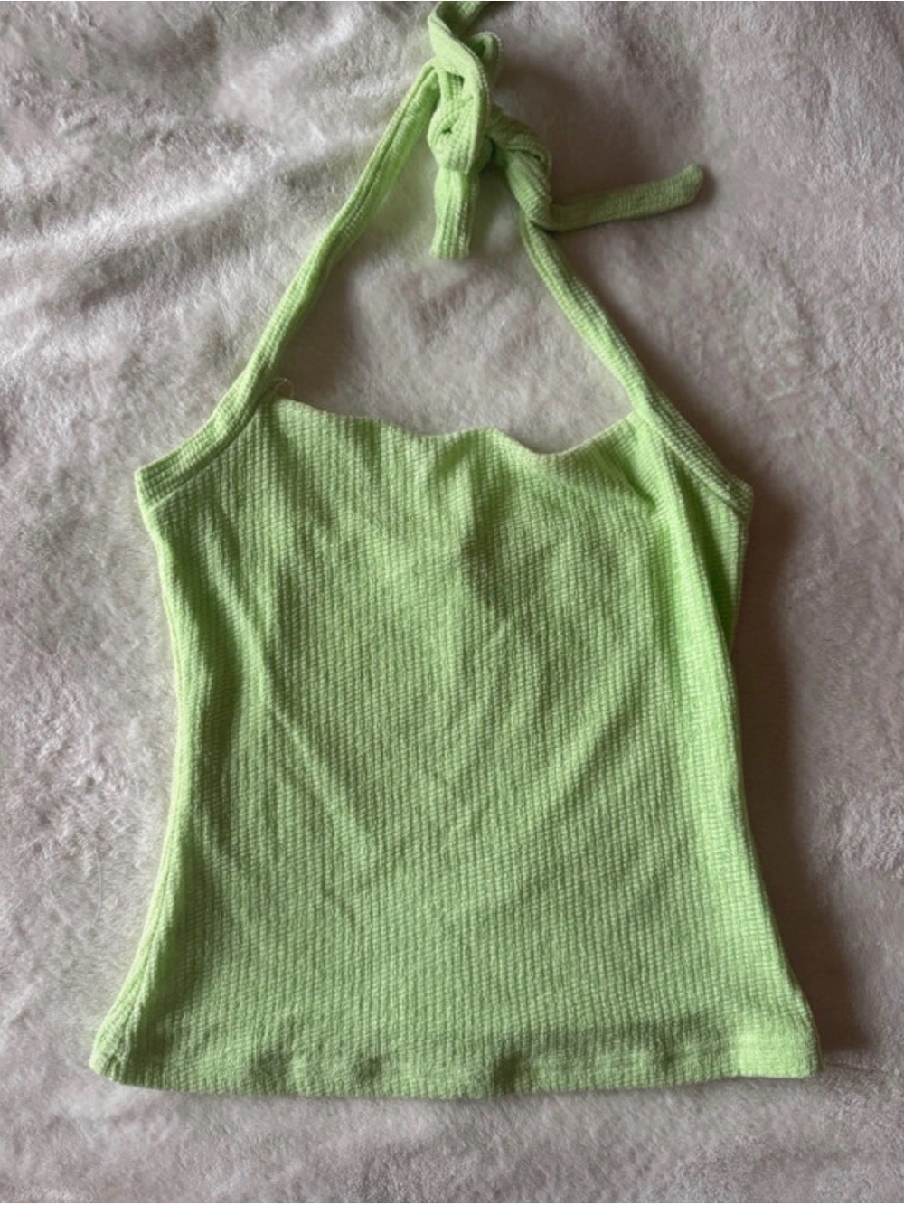 Princess Polly Light Green Ribbed Halter Tank
